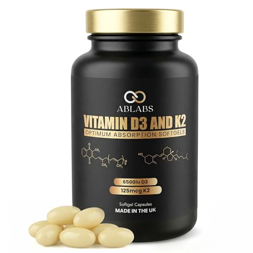 Vitamin D3 (6500iu) & Vitamin K2 MK7 (125g) Premium Softgel I Ablabs I Made in UK I High-Strength (60)