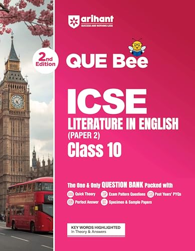 Image of Arihant ICSE Literature in English (Paper 2)) Class 10 Exam 2026-27 | Quick Theory, Exam Pattern Questions & Sample Papers | As per ICSE Syllabus | Que Bee 2nd Edition 2027