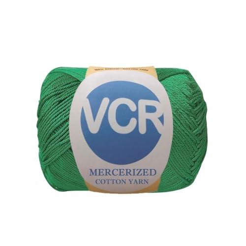 Image of VCR 4 Ply Hunter Green 100% Mercerized Cotton Yarn, 60 Grams Hank, 190 Meters Length, Cotton Combed Ball, Smooth and Glossy Crochet Yarn for Crochet and Knitting, Pack of 1, Suitable for DIY Crafts
