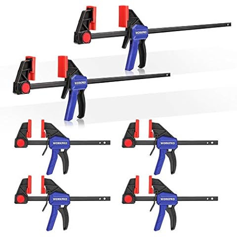 WORKPRO Woodworking Bar Clamps, 6-Pack One-Handed Clamp/Spreader Cover