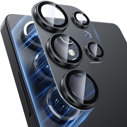 Mansoorr for Samsung Galaxy S25 Ultra Camera Lens Protector [Military Grade Shatterproof] [Strong Adsorption] Matte Alloy Metal Ring Glass Camera Screen Protector for Galaxy S25 Ultra Black