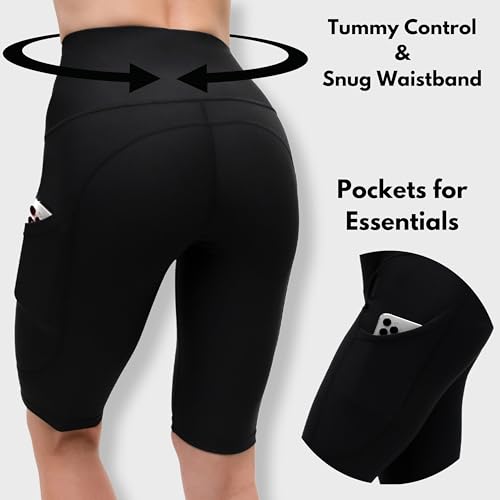 CompressionZ Women's Compression High Waisted Biker Shorts, Tummy Control for Workouts 10"/7"3