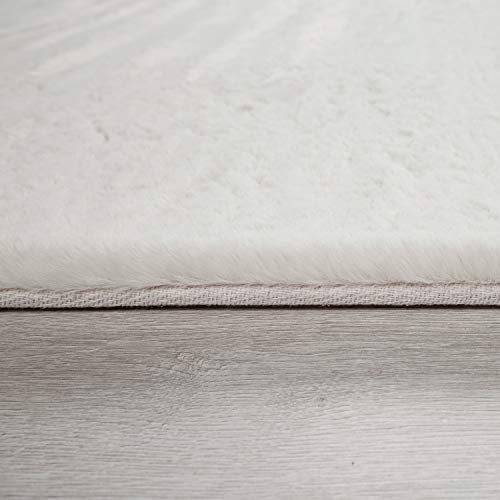 Paco Home Hochflor Teppich Wohnzimmer Schlafzimmer Shaggy Modern Flauschiger Fellteppich Weich Fell Imitat Kunstfell Einfarbig, Grösse:160x230 cm, Farbe:Creme – Bild 2