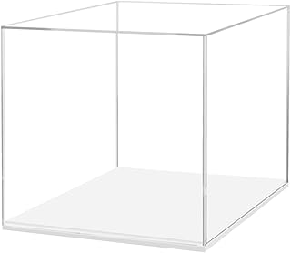 Clear Acrylic Display Box 12" x 12" with White Base Versatile Plexiglass Retail Product Dust Cover for Collectibles and Memorabilia by Marketing Holders