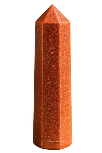 Image of Crystal Heaven Red Goldstone Crystal Tower Obelisk Point For Chakra, Healing And Balancing - Aaa Grade Original Certified Gemstone Agate For Reiki Meditation Yoga Spiritual (3-4 Inches)