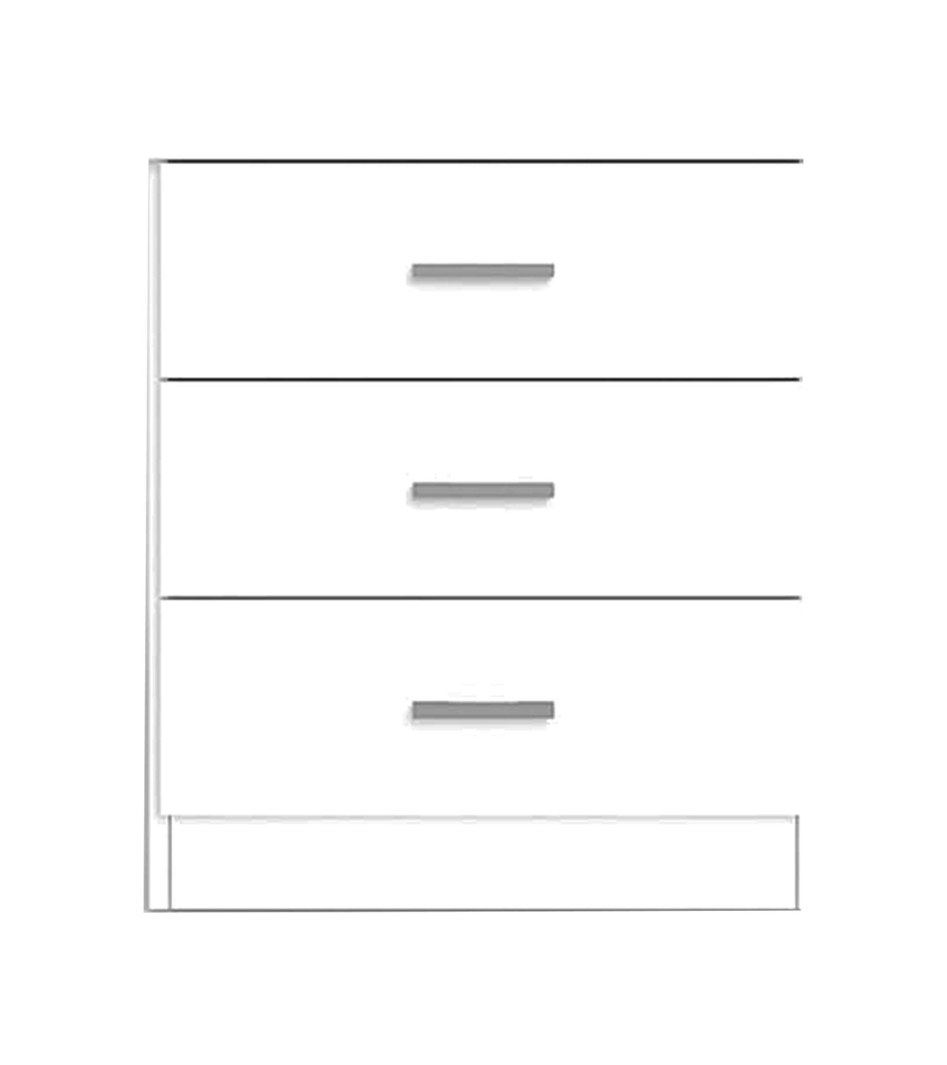 Mesita Noche Elara 45x40x57 cm – 3 Cajones con Guías Metálicas, Diseño Moderno en MDF Lacado con Tiradores Cromados, Ideal para Dormitorio, Color Blanco
