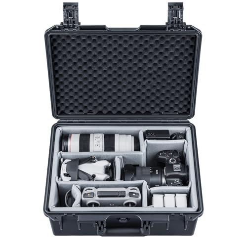 Lykus PVC1 Mallette Valise Sac Case étanche avec séparateurs rembourrés pour appareils Photo, objectifs, Drones de DJI Mavic/Air/Mini Doubles