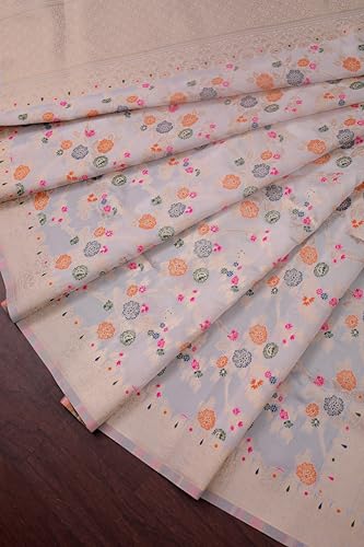 Image of DEVANGI Women's Woven Banarasi Silk Dupatta /Chunni For Women, Floral Print 1 Meter Wide and 2.3 Meter Length Printed Designer Dupatta /Chunni For Girls
