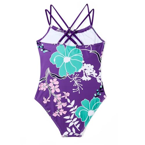 Image of Girls One Piece Swimsuits Teens Bathing Suits Teen Swimsuits Quick Dry Halter Crossback Beach Sport UPF 50 Kids Swimwear