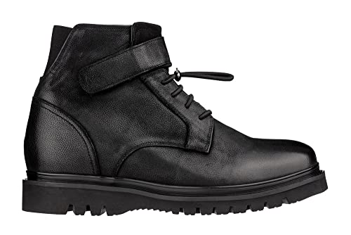 Image of CALTO Men's Invisible Height Increasing Elevator Shoes - Black Leather Lace-up Work-Style Casual Boots - 3.2 Inches Taller - K83114 - Size 6 D(M) US