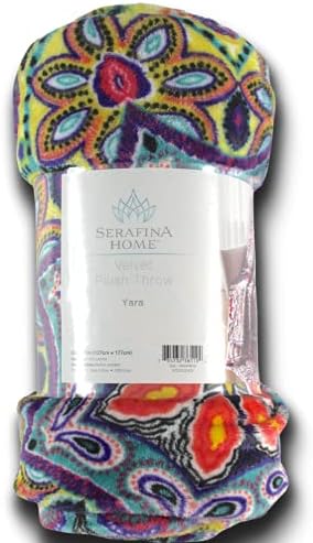 Decorative Luxury Floral Fleece Throw Blanket: Mandala Bohemian Boho Botanical Paisley Damask Velvety Soft, Bright Shades of Purple Pink Yellow White Durable Plush Accent for Bed or Couch, 50" x 70" - Image 7