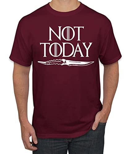 Not Today Arya Dagger GoT Thrones Stark Fan Pop Culture Men's Graphic T-Shirt, Maroon, Large