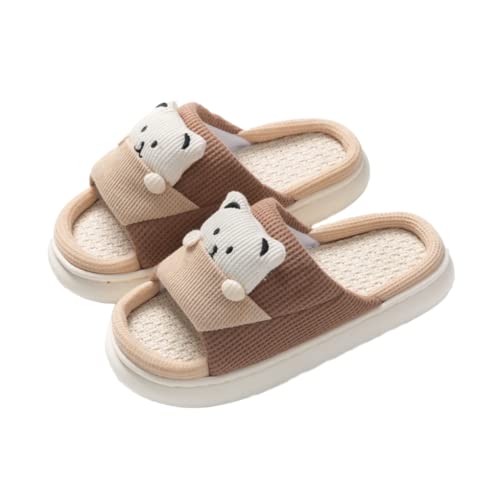 Indoor Slippers, Pigs, Bears Cute Cartoon Slippers Women's Home Slippers Linen Four Seasons Slippers