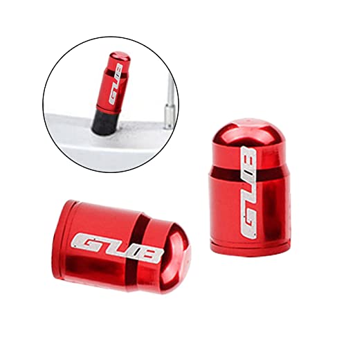 Par de tapas para válvula de neumáticos de bicicleta en aleación de aluminio para válvulas Presta French/Schrader American, cubiertas ultraligeras para polvo para neumáticos de montaña y carretera, color rojo miniatura 3