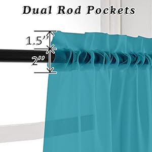 Ovzme small sheer tier curtains half kitchen curtain sheers light filtering farmhouse window panels rod pocket voile short curtain for bathroom 42w x 24l turquoise set of 2 panels  urban country home decor