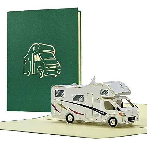 Birthday Card with Pop Up Caravan | Birthday Card with 3D Caravan as Travel Voucher | Voucher Holiday | Congratulations Card Passed Exam, H33 Cover