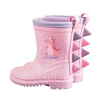 Kids 3D Dinosaur Wellies Cute Animals Waterproof Lightweight Non Slip Low Heel School Rain Boots for Girls Boys (4-4.5 Years)