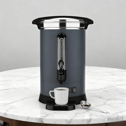 Image of 80-Cup Commercial Coffee Urn, 12L / 3.2Gal Double Wall Insulation Coffee Dispenser, Stainless Steel Large Hot Beverage Dispenser with Automatic Temperature Control & Faucet for Party Buffet