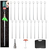 20 Pack 10' Screw in Tent Stakes Heavy Duty, Glow in The Dark Metal Stakes with Hex Head Driver, Ground Anchors for Camping, Patio, Awning, Canopy, and Windy Conditions