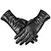 Winter Sheepskin Leather Gloves for Women, Warm Touchscreen Texting Gloves with Thermal Cashmere Lining, Cold Weather Gloves for Driving Motorcycle Outdoor Sports(Black-M)