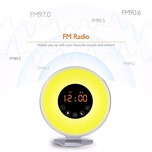 SHEEP Reloj de la mesilla de Alarma de Radio LED multifunción táctil Inteligente de Despertador Despertador Ligero con Radio FM El Tiempo preciso