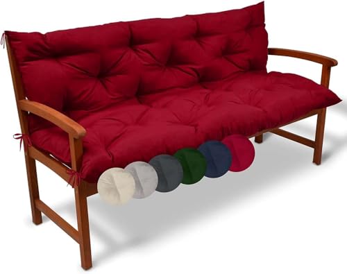 Cojín impermeable para banco de exterior para 23 asientos con respaldo, color caqui suave, 100 x 50 x 50 cm, cómodo accesorio para muebles de patio, jardín, terraza, porche y balcón