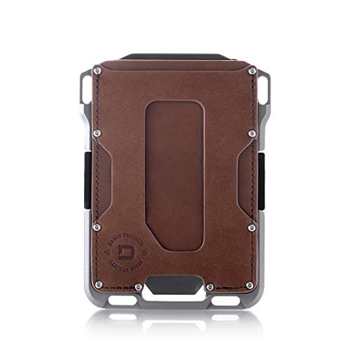 Dango Slim Minimalist Wallet for Men - RFID Blocking - Leather, Rawhide/Raw Aluminum