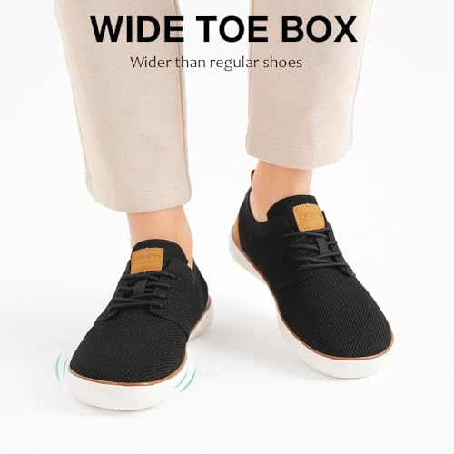 CFVKPT Mens Wide Toe Box Dress Shoes Barefoot Shoes with Zero Drop Sole Business Oxfords Fashion Casual Sneakers Size 6.5-134