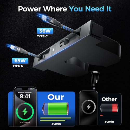 Image of USB Hub for Tesla Model Y Juniper Accessories 2026 & Model 3 Highland 2025 Accessories, Hidden Console Phone Charger Hub Compatible with Apple Watch, Center Interior (2-Type C+Watch Charging)