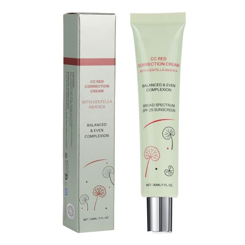 Crema CC con Centella Asiática, protección solar SPF 25, minimiza los poros, ilumina el tono de la piel, cubre eficazmente imperfecciones, rojeces y cicatrices de acné, textura ligera.