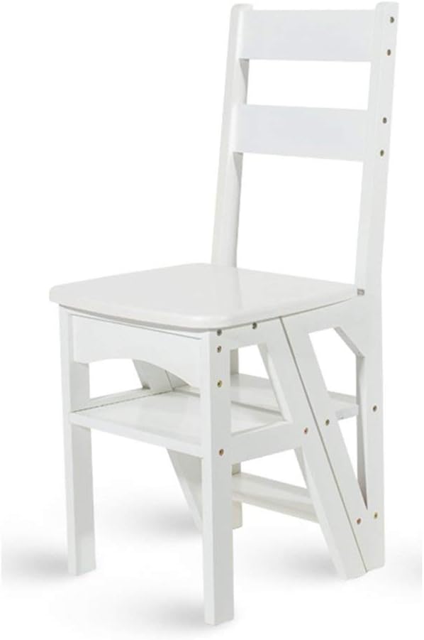 Bamboo Household Multifunction Step Ladder Solid Wood Stool Child Folding Chair Dual-use Four-Step Ladder Climb High Ladder (Color : Wood)