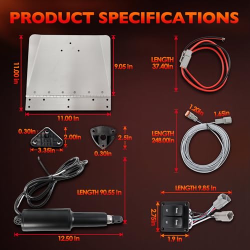 Image of 15101-104 9 inch x 12 inch Standard Boat Trim Tab Kit, 12V Electric Trim Tabs with Double Rocker Switch for 16-25 ft Boats