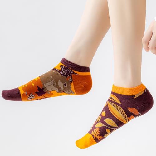 Image of 2 Pairs Funny Cartoon Animal Print Cotton Ankle Socks for Women Teens