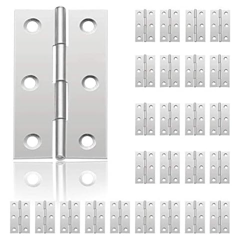 tEEZErshop 24 Stück Scharnier Edelstahl Tür-Türangeln Mit 6 Montagebohrungen Klein Türband Scharnier Gelenk Von Holzverbindungen Scharniere Klein Fenster Schränke Türen Werkzeugkästen Schmuckkästchen Cover