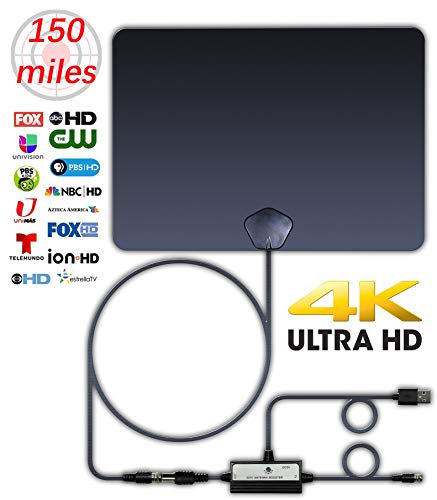 HTV 4K HDTV TV Antenna 150 Miles Range Indoor Digital TV Antennas
