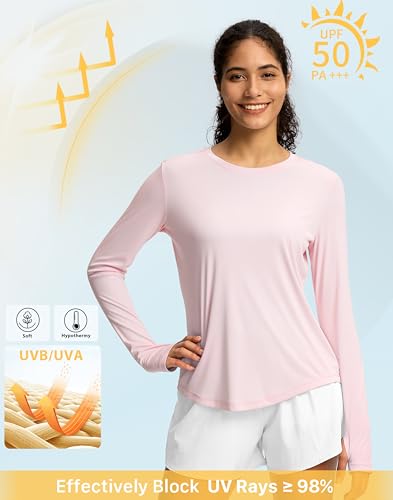 Image of Soothfeel Lightweight Long Sleeve Workout Tops for Women Gym Running Shirts | Quick Dry, Breathable, Moisture Wicking, UPF 50+ Sun Protection, Athletic Shirts for Running, Gym, Exercise, Yoga, Hiking