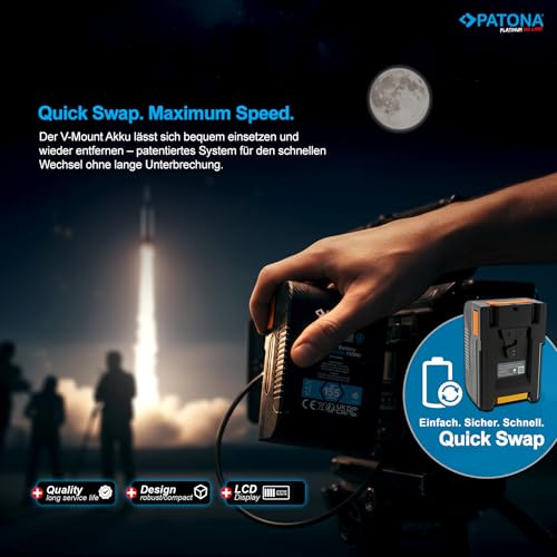 PATONA Platinum 155Wh V-Mount Akku 10500mAh PD65W USB-C, D-Tap, USB-A & DC – Ansicht 4