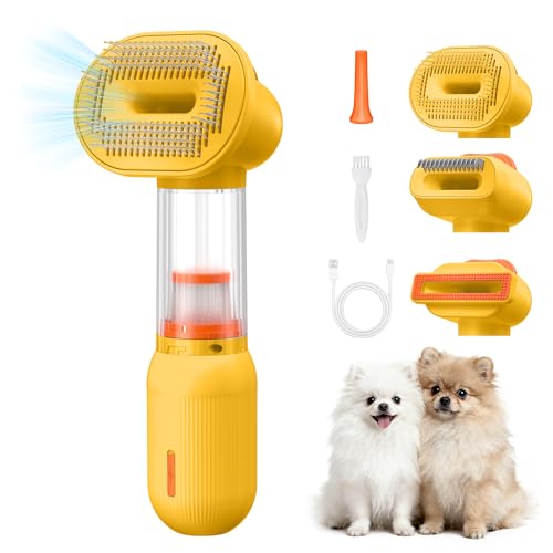 kurtmark Vacuum Dog Brush for Shedding, 4-in-1 Self Cleaning Slicker Brush for Dogs& Undercoat Rake for Dogs, Deshedding Grooming Tool, Anti-Static, Massage, Cleaning, Shedding & Combing All In One!