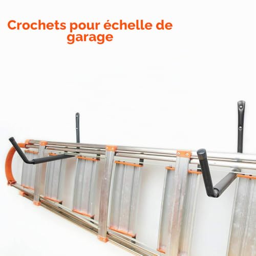 Ihomepark Crochet Mural Velo - Porte Velo Mural de Stockage de Garage Avec le Bras Jumbo，Garage Support Avec Revêtement Anti-Dérapant,Utilitaires Noir 4Pack – vue 5