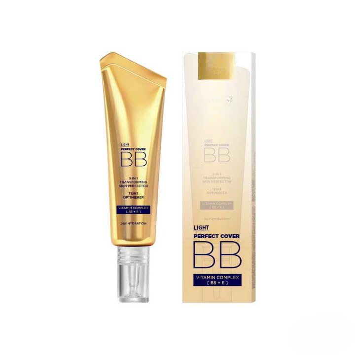 Light Perfect Cover BB Cream for Women, Shade 01 | 5 in 1 Skin Perfector, Vitamin B5 & E, Lightweight Hydrating Foundation, Natural Glow Makeup Base, Long Lasting Coverage (white lvory shade 01)-image-19