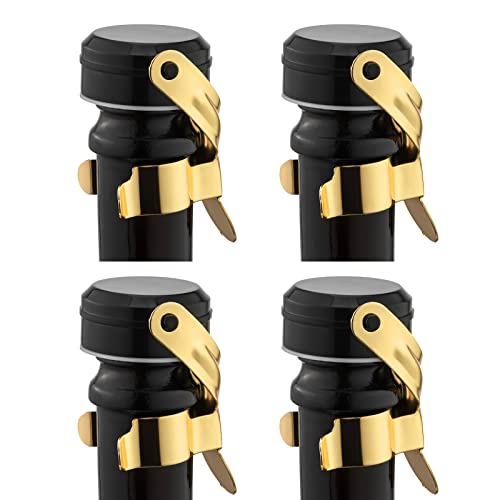 WOTOR tappo per spumante, tappi bottiglie vino, a prova di perdite, Mantieni fresco, riutilizzabile accessori vino, Adatto per vino rosso, champagne, prosecco, vino frizzante (oro, 4 pezzi)