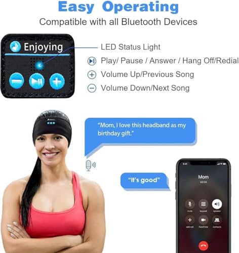 Image of Bluetooth Headband Sleep Headphones, Upgraded Soft Sleeping Wireless Music Sport Headbands, Long Time Play Sleeping Headsets with Built in Speakers, Perfect for Workout, Running, Yoga, Black