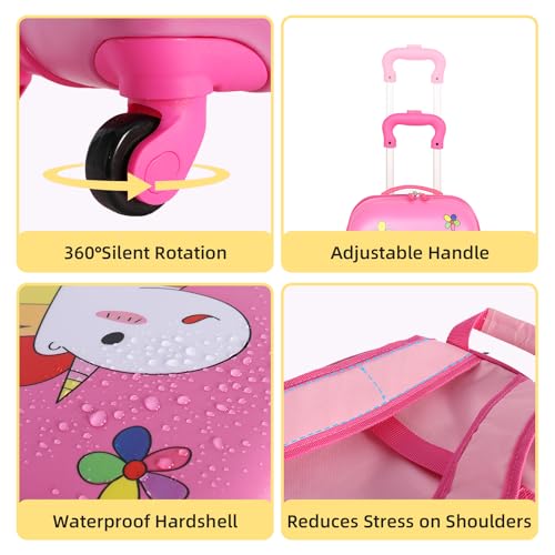 Unicorn-Kids-Luggage-Girls-Carry-on-Suitcase-W-4-Spinner-Wheels-Pink-Travel-Luggage-Set-WBackpack-Trolley-Luggage-for-Children-ToddlersPINK