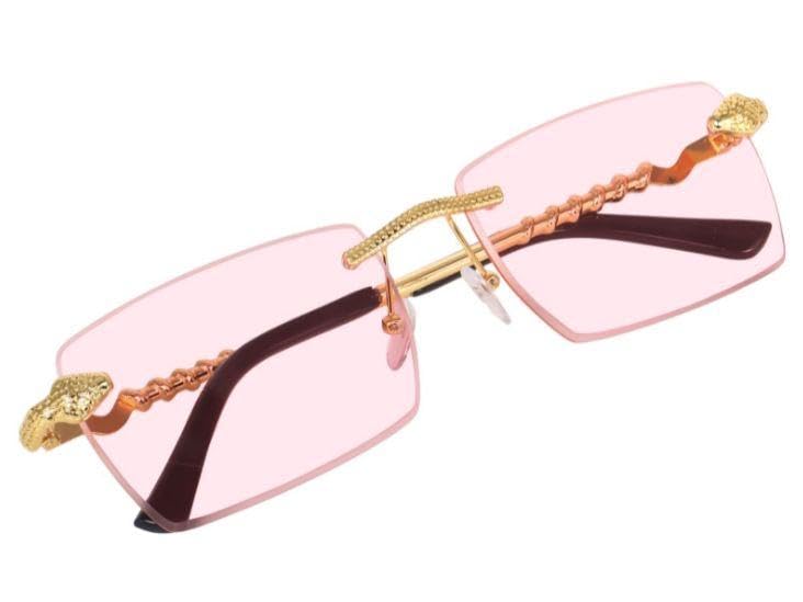 Rimless Rectangle Sunglasses Women Men, Vintage Square UV400 Sunglasses, Luxury Twisted Metal Temple Frameless Shades, Lightweight Fashion Eyewear-image-18