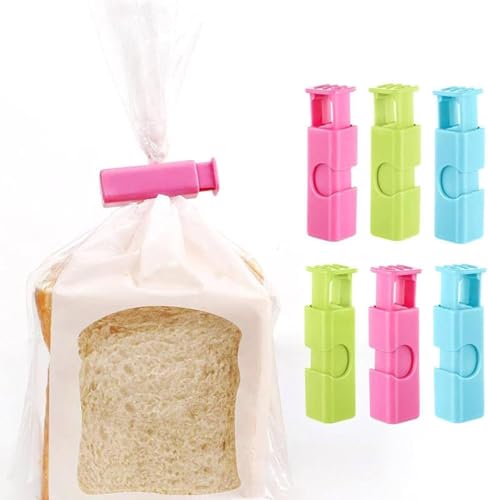 Image of Food Sealing Bag Clip Set - 5 Piece Plastic Chip Bag Clips for Bread, Snacks, Sandwich & Cereal Bags - Reusable Airtight Kitchen Storage Sealing Clips - Strong Cinch Grip (Multicolor)