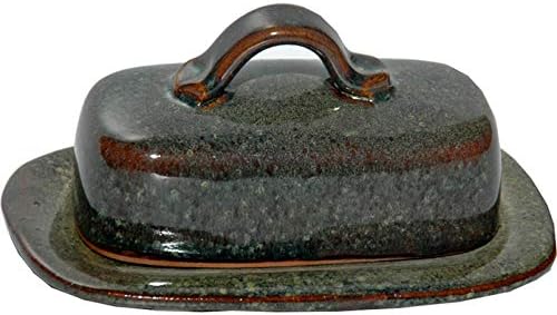 ALWAYS AZUL POTTERY 7.5 Inch by 4 Inch Butter Dish in Seamist Glaze - Handmade Pottery - Decorative Stoneware Butter Dish Dispenser - Countertop Covered Butter Storage Container