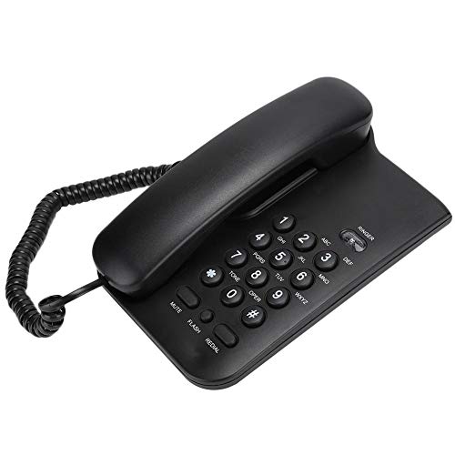 Garsent Corded Telephone, Big Button Hands Free Landline Telephone for Hotel Home Office.(Black)