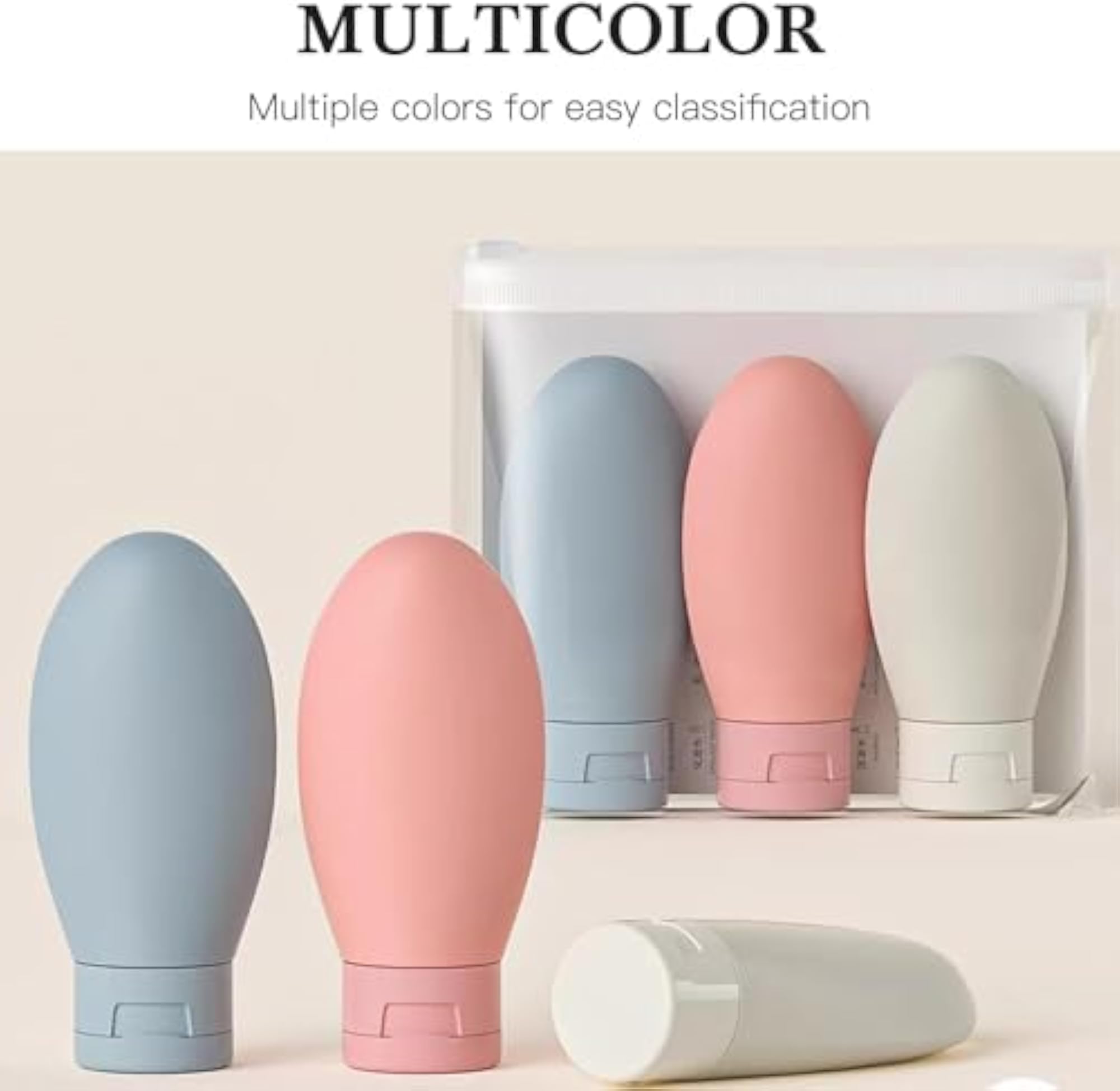 3 Pcs Travel Bottles Set, 60ML Empty Plastic Squeeze Bottles