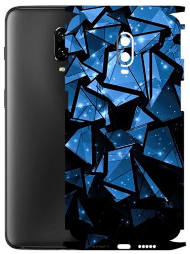 Image of AtOdds - Full Body Back Screen Guard Protector Film - Lamination Wrap Skin Sticker Compatible with ONEPLUS 6T | Scratchproof Matte Finish (Blue Crystals)