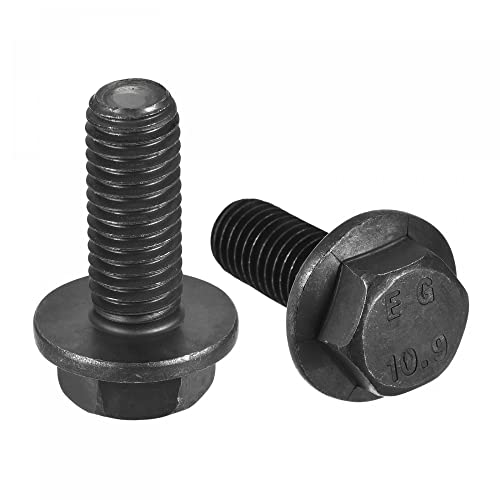 Image of uxcell Metric M10x25mm Hex Flange Bolts, 6pcs 10.9 Grade Carbon Steel Hexagon Head Screws
